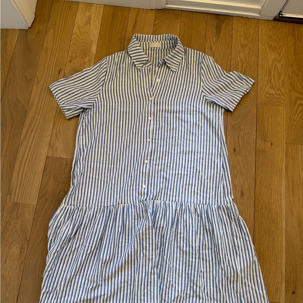 Q2 Blue and White Striped Maxi Dress